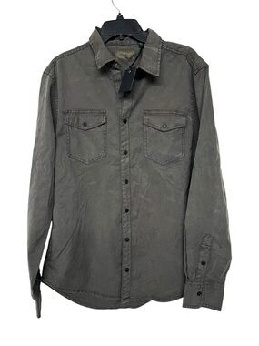 New Men's Outpost Makers Olive Green Button-Up Utility Shirt